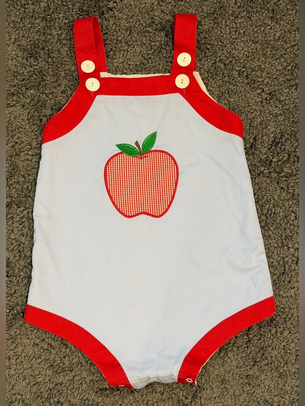 Smockingbird Gingham Apple Applique One Piece Romper size 2